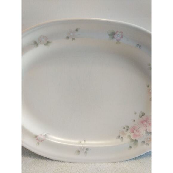 Pfaltzgraff Tea Rose 14-5/8" scalloped edge stoneware serving platter plate - Picture 2 of 9